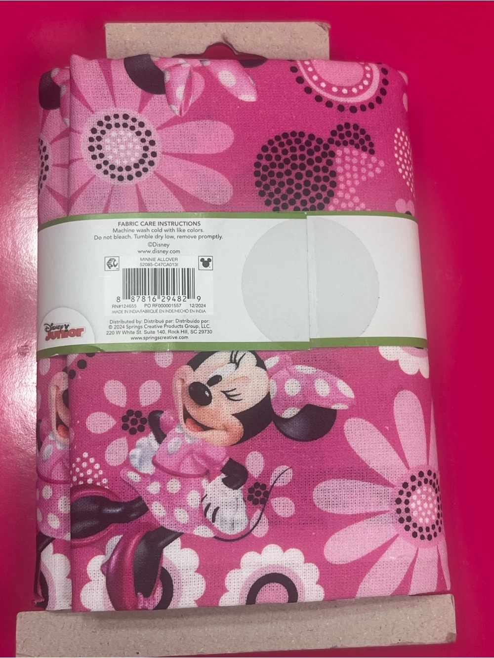 Disney Pink Floral Minnie Cotton Fabric - Picture 2 of 2